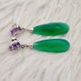 Green Onyx, Emerald, Amethyst Dangle Earrings, thumbnail 8 of 10