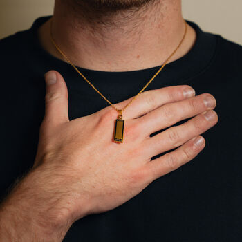 Gold Plated Monolith Pendant Necklace For Men, 2 of 11