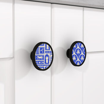 Blue Cabinet Door Knobs | Aztec Cupboard Door Pulls | For Drawers And Cabinet Doors. Available In Gold, Silver, Black And Antique Gold Base, 5 of 9
