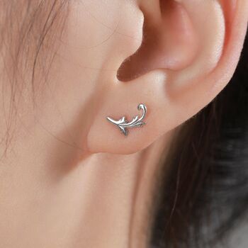 Sterling Silver Tiny Baroque Swirl Stud Earrings, 5 of 11