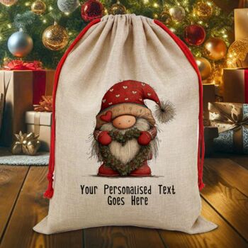Personalised Christmas Gonk Gnome Gift Sack, 4 of 12