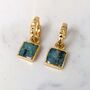The Square Emerald Gold Plated Gemstone Earrings, thumbnail 1 of 7
