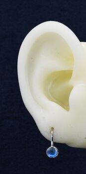 Sterling Silver Simulated Moonstone Drop Earrings, 11 of 12