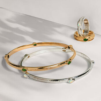Saraswati Sterling Silver Opal Stacking Bangle, 4 of 6