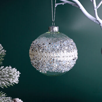 G Decor Ice Clear Glass Pearl Bauble Christmas Decoration, 3 of 3