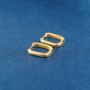 Gold Plated Rectangular Huggie Hoop Earrings, thumbnail 1 of 7