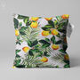 Cushion Cover With Lemons And Tropical Leaves Theme, thumbnail 1 of 7