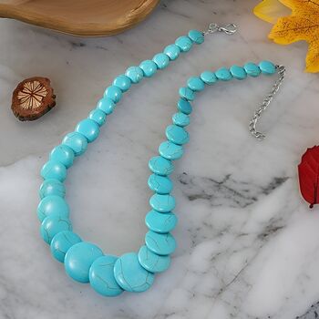 Boho Turquoise Stone Marbled Disc Necklace Jewellery, 2 of 5