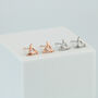 Sterling Silver Abstract Crystal Triangle Stud Earrings, thumbnail 1 of 6
