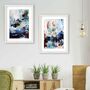 Set Of Two Prints Large Blue Abstract Framed Wall Art, thumbnail 1 of 10