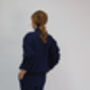 Margot Relaxed Cigarette Style Sweatpants Navy Blue Available In Regular And Tall Length, thumbnail 2 of 6