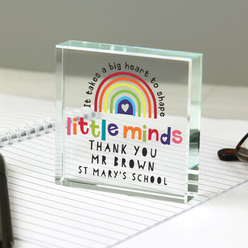 Personalised ‘It Takes A Big Heart To Shape Little Minds’ Crystal Block – Teacher Gift, 3 of 5