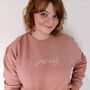 Feminist Hand Embroidered Dusky Pink Sweater, thumbnail 4 of 4