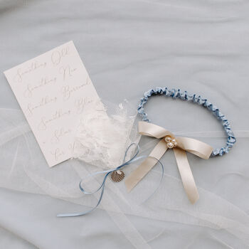 Personalised Something Blue Two Size Wedding Garter, 4 of 8