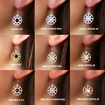 Compass North Star Gemstone Earrings, 7 of 9