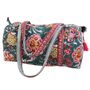 Block Printed Pine Green, Red And Mustard Floral Quilted Duffle Bag, thumbnail 6 of 9
