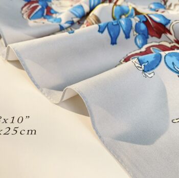 Blue Floral Antique Large Square Scarf, 3 of 7