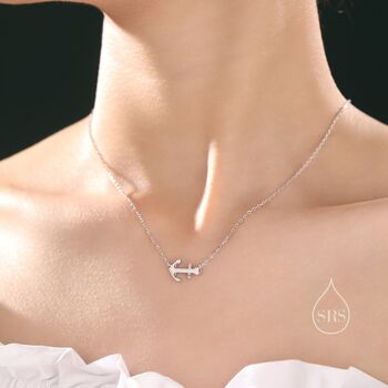 Dainty Anchor Pendant Necklace In Sterling Silver, 2 of 9