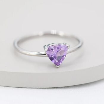 Genuine Amethyst Purple Trillion Cut Ring, 3 of 9