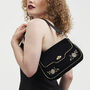 Rose Embroidered Black Clutch, thumbnail 2 of 9