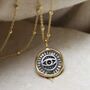 Gold Plated Sterling Silver Evil Eye Round Necklace, thumbnail 1 of 12