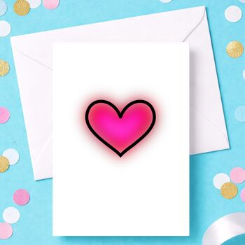Pink Glowing Love Heart Valentine's Card, 2 of 6