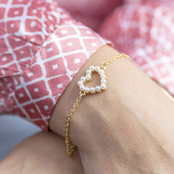 Personalised Heart Bracelet With Pearl Detail, 7 of 10