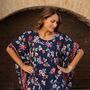 'Cleo' Navy Folk Floral Kaftan, thumbnail 6 of 9