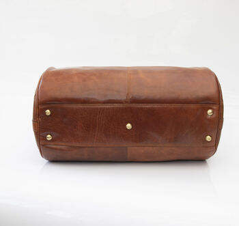 Personalised Barrel Style Leather Holdall Unisex, 8 of 10