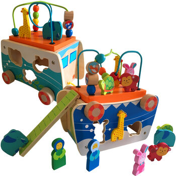 Wooden Noah's Ark Pull Along And Shape Sorter Playset, 4 of 10