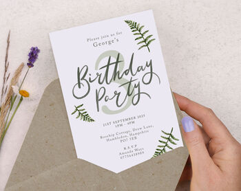 Personalised A6 Botanical Age Birthday Party Invitation, 2 of 3