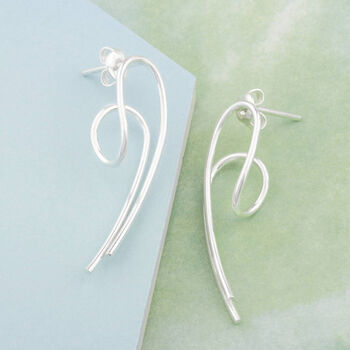 Statement Silver Curled Wishbone Earrings, 4 of 7