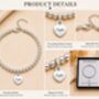 Personalise Silver Bead Heart Charm Bracelet Engraved Name, thumbnail 3 of 8