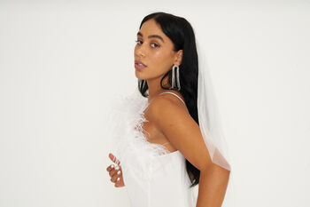 Luxury Silky White Feather Slip Dress, 6 of 7