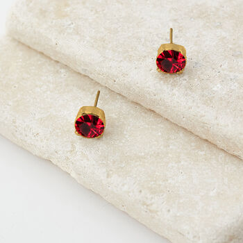 Ruby Red Swarovski Crystal Stud Earrings, 2 of 6