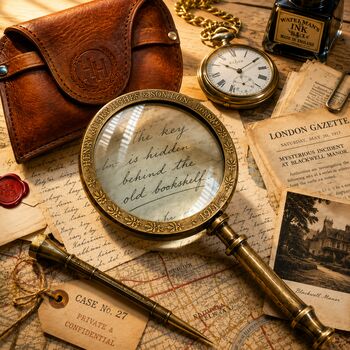 Bronze 30 Cm Magnifying Glass With Premium Leather Case, 7 of 12