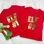 Two Little Elves Matching Kids T Shirt And Babygrow, thumbnail 1 of 3