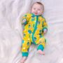 Organic Zip Up Baby Romper With Hot Air Balloon Print, thumbnail 3 of 6
