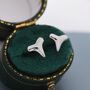 Shark Tooth Design Stud Earrings In Sterling Silver, thumbnail 1 of 9