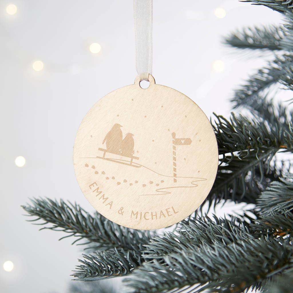 Couple's Christmas Bauble Personalised, 1 of 3