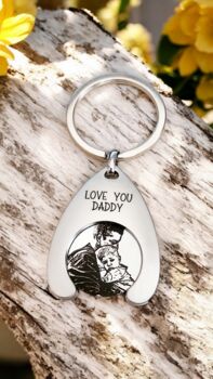Actual Photo Trolley Token Keyring, Shiny Silver Alloy, 2 of 6