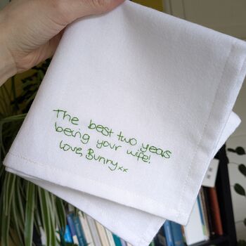 Personalised Second Anniversary Cotton Handkerchief, 4 of 7