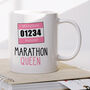 Custom Bib Number Marathon Queen Gift Mug, thumbnail 1 of 4