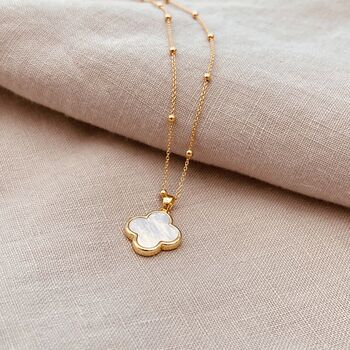 Mother Of Pearl Clover Necklace, 3 of 7