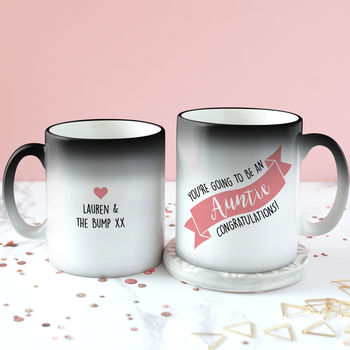 Personalised 'Auntie To Be' Secret Colour Changing Mug, 3 of 9