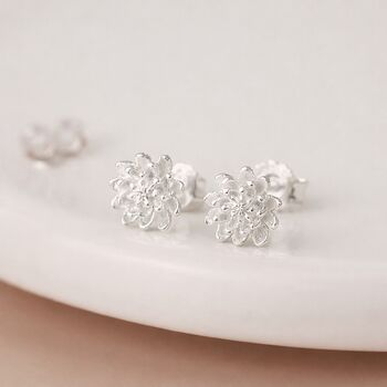 Sterling Silver Chrysanthemum Flower Stud Earrings – 8mm, 5 of 5
