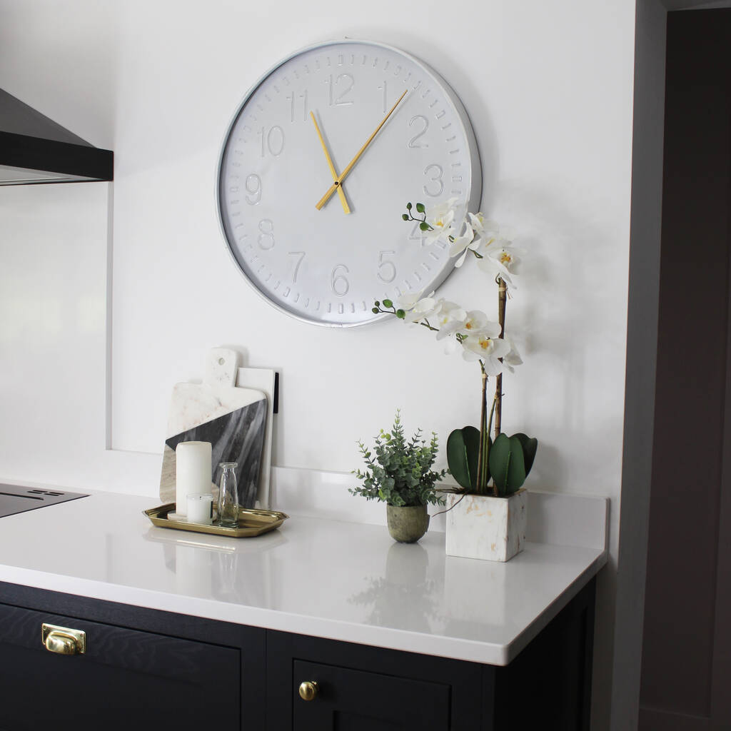 White And Gold Large Wall Clock By Lime Tree London