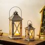 Two Vintage Distressed Wood Decorative Candle Lantern, thumbnail 1 of 7