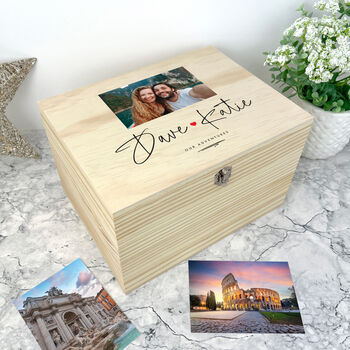 Personalised Couples Names Photo Keepsake Box, 2 of 11