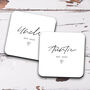 Set Of Two Coasters 'Auntie And Uncle Established', thumbnail 1 of 3